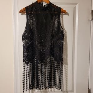 Aqua Black Lace Women's Top